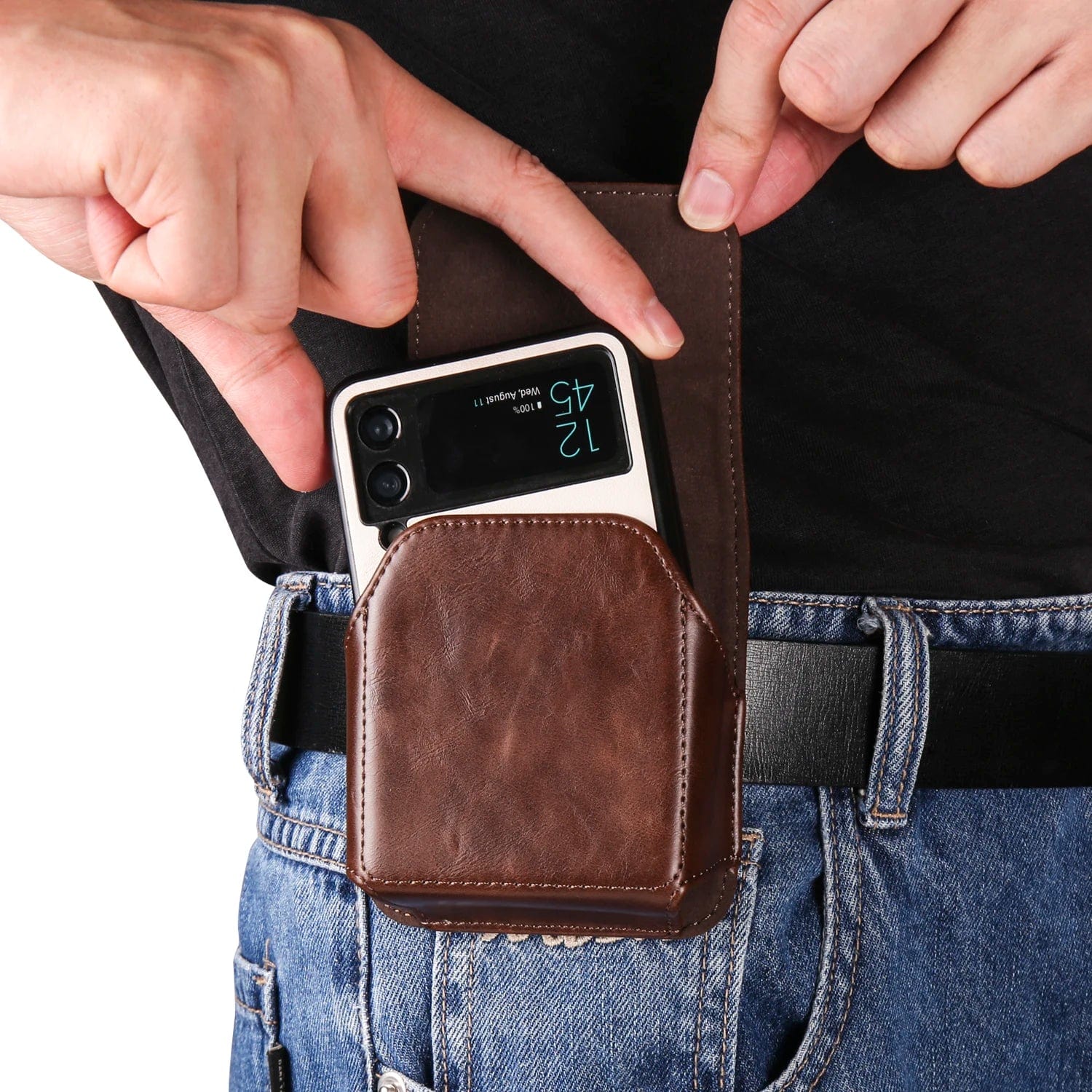 Magnetic Leather Belt Phone Holster Case