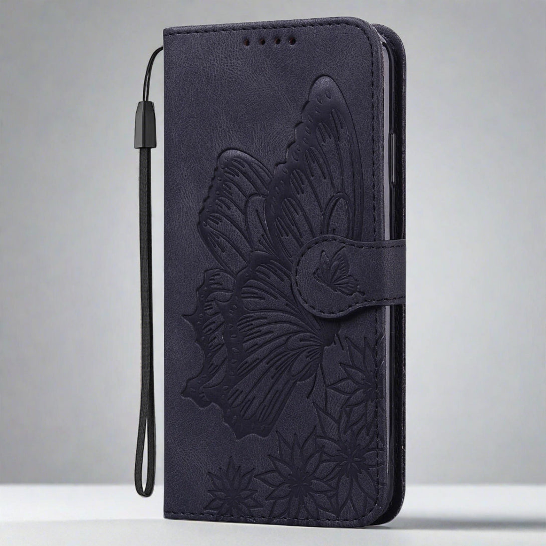 Samsung Galaxy Vintage Leather Butterfly Wallet Cases for Galaxy S10 Plus / Black Butterfly leather wallet Case For Samsung Galaxy Styleeo