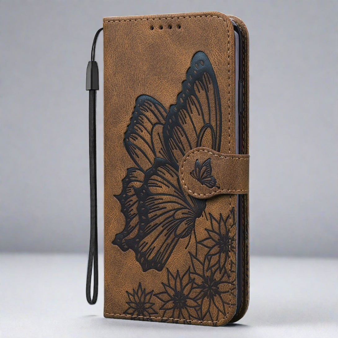 Samsung Galaxy Vintage Leather Butterfly Wallet Cases for Galaxy S10 Plus / Brown Butterfly leather wallet Case For Samsung Galaxy Styleeo