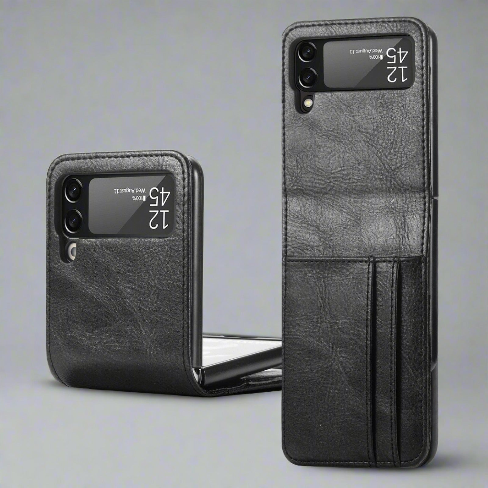 Leather Card Holder Wallet Case for Samsung Galaxy Z Flip 4 for samsung z flip 4 / Black Wallet Case for Samsung Galaxy Z Flip 4 Styleeo