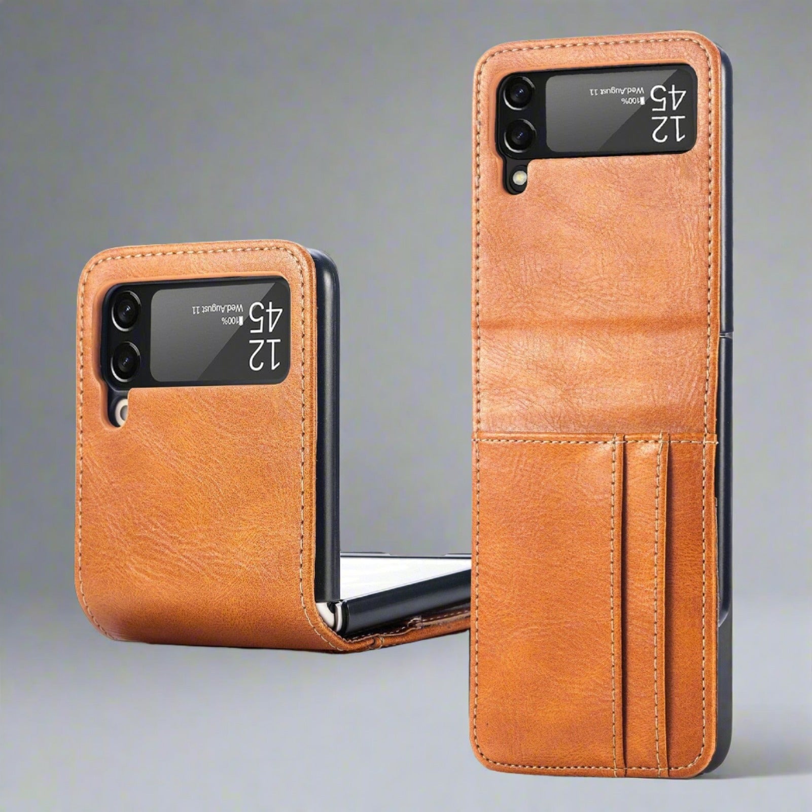 Leather Card Holder Wallet Case for Samsung Galaxy Z Flip 4 for samsung z flip 4 / Brown Wallet Case for Samsung Galaxy Z Flip 4 Styleeo