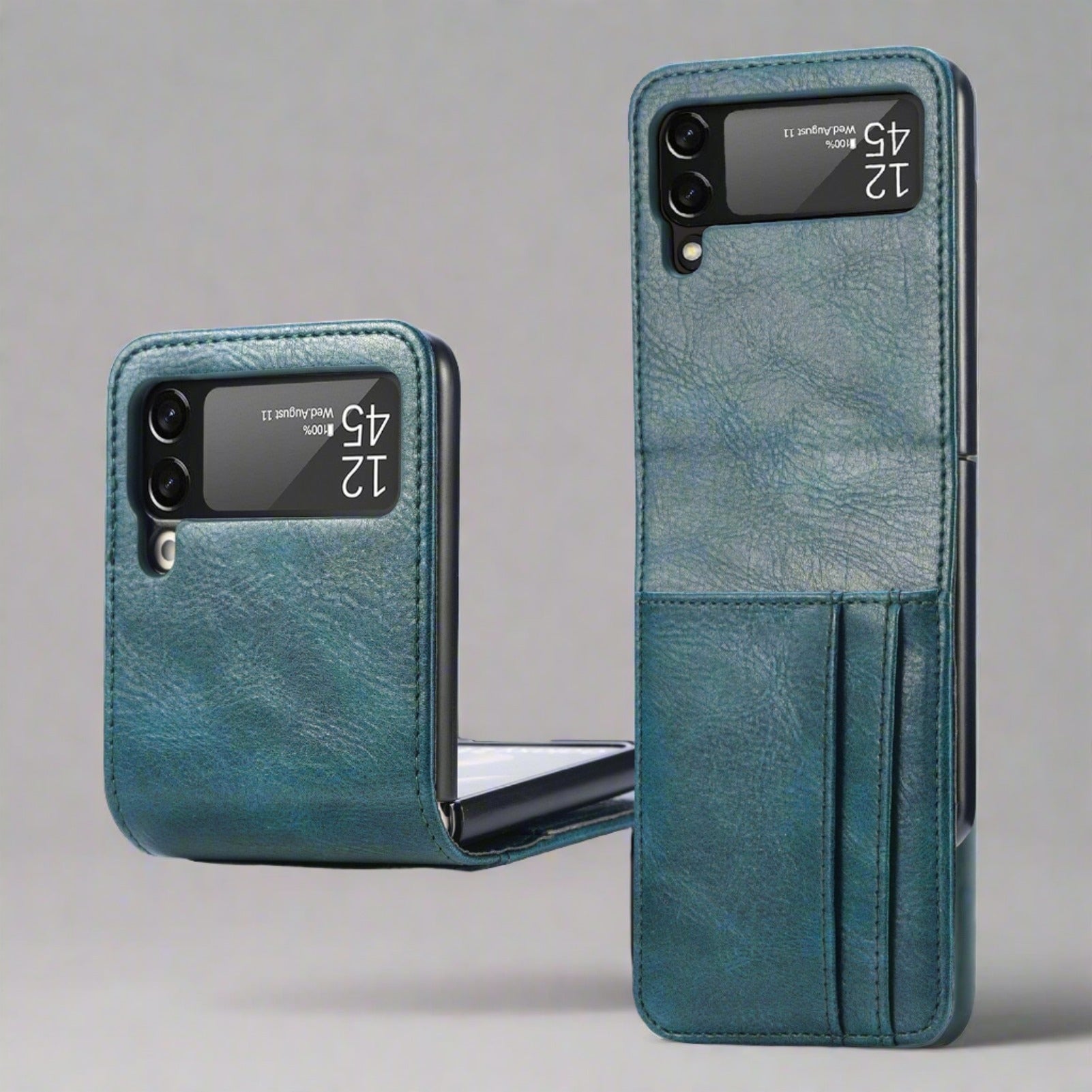 Leather Card Holder Wallet Case for Samsung Galaxy Z Flip 4 for samsung z flip 4 / Green Wallet Case for Samsung Galaxy Z Flip 4 Styleeo