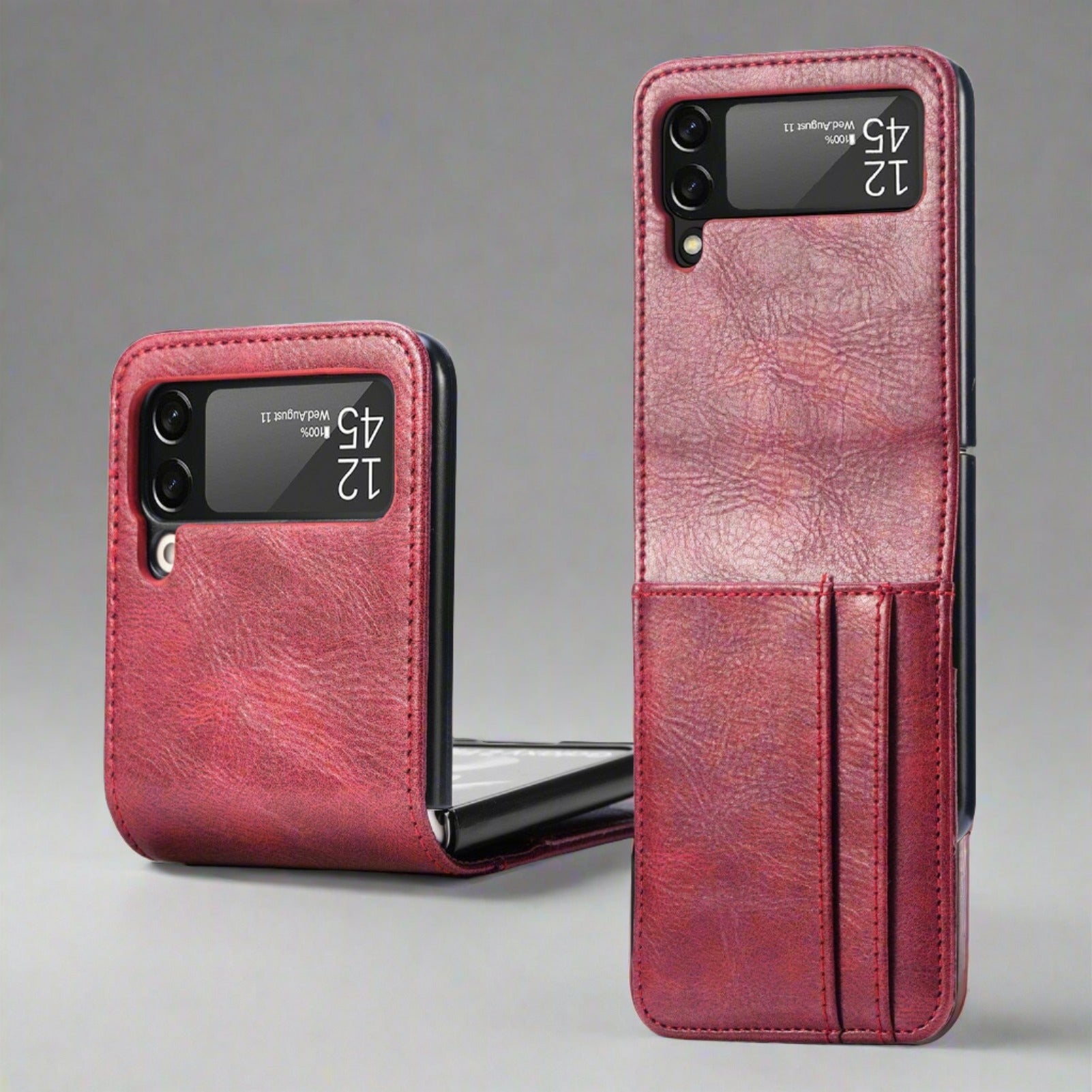Leather Card Holder Wallet Case for Samsung Galaxy Z Flip 4 for samsung z flip 4 / Red Wallet Case for Samsung Galaxy Z Flip 4 Styleeo