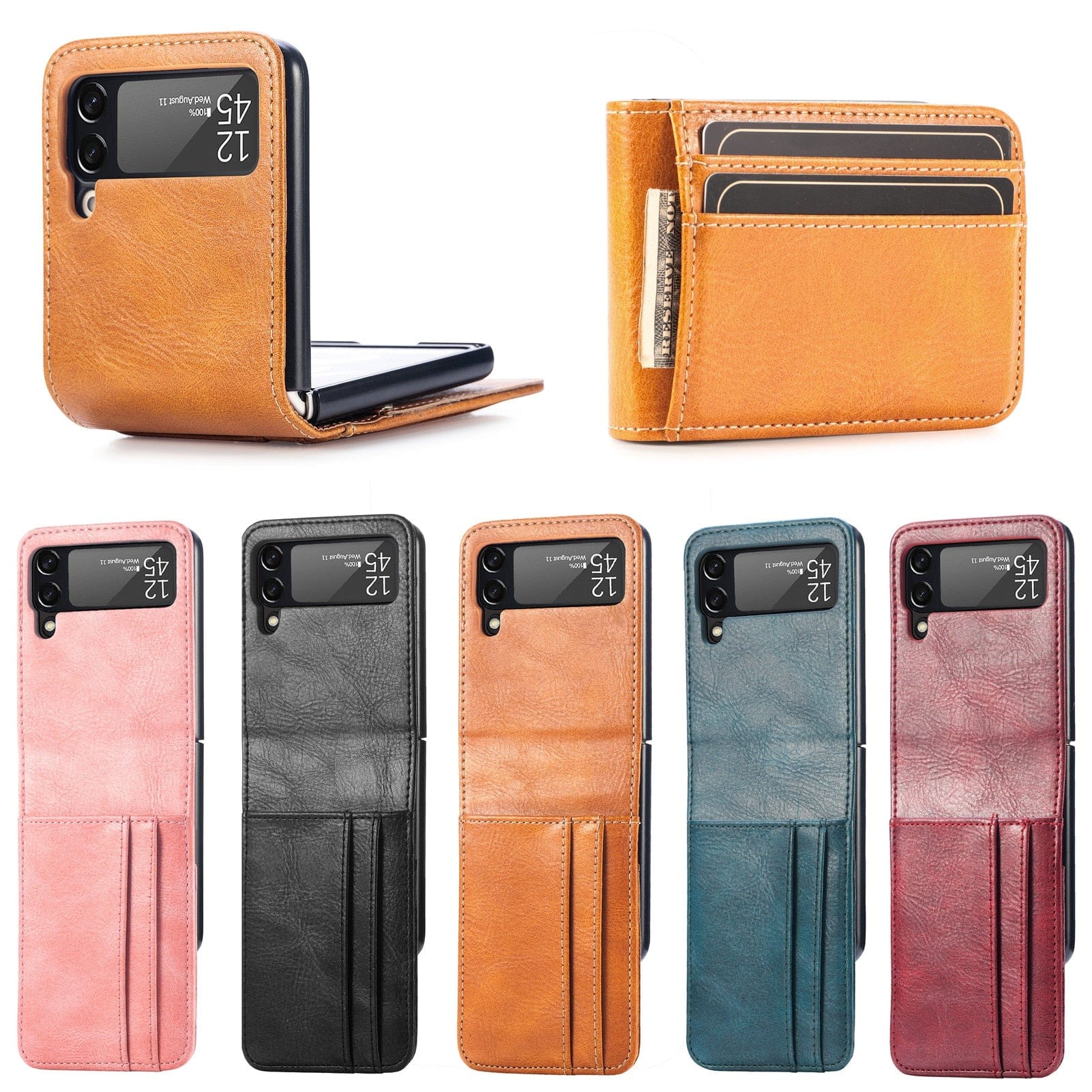 Leather Card Holder Wallet Case for Samsung Galaxy Z Flip 4 Wallet Case for Samsung Galaxy Z Flip 4 Styleeo