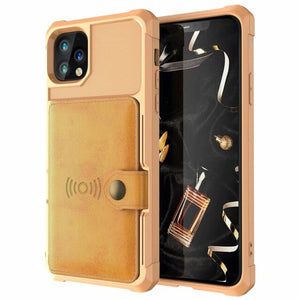 iPhone 12 Shockproof Cardholder Case for iPhone 12 ProMax / yellow/brown Armor Cardholder iPhone Case Styleeo