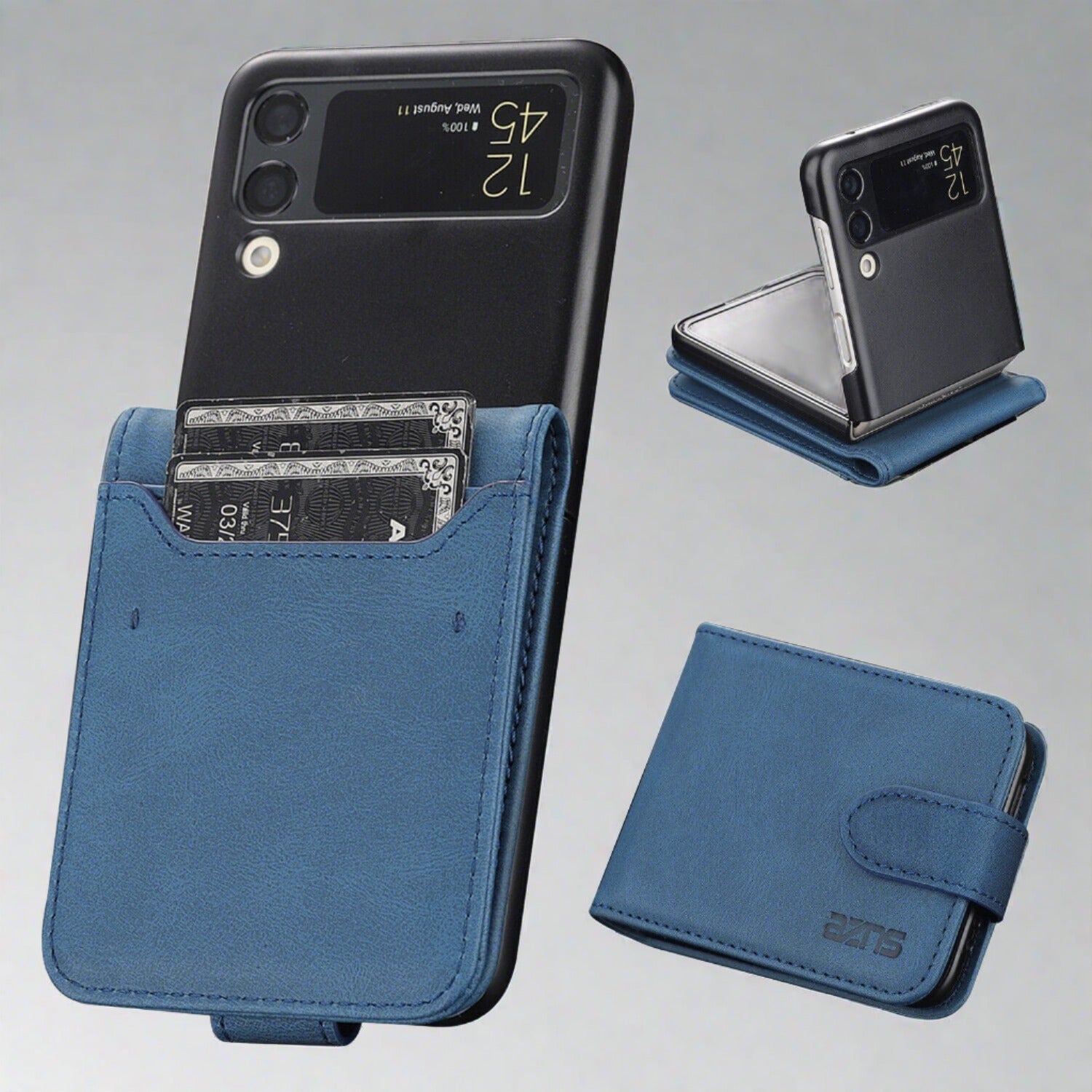 Wallet Case For Samsung Galaxy Z Flip 4 5G | Leather Card Slots Galaxy Z Flip4 5G / Blue Samsung Z Flip 4 Wallet Case Styleeo