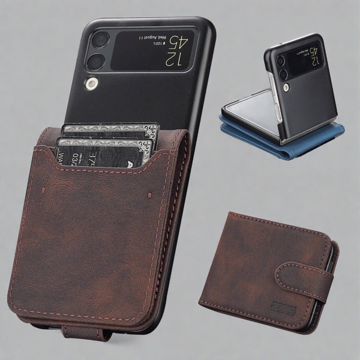 Wallet Case For Samsung Galaxy Z Flip 4 5G | Leather Card Slots Galaxy Z Flip4 5G / Brown Samsung Z Flip 4 Wallet Case Styleeo