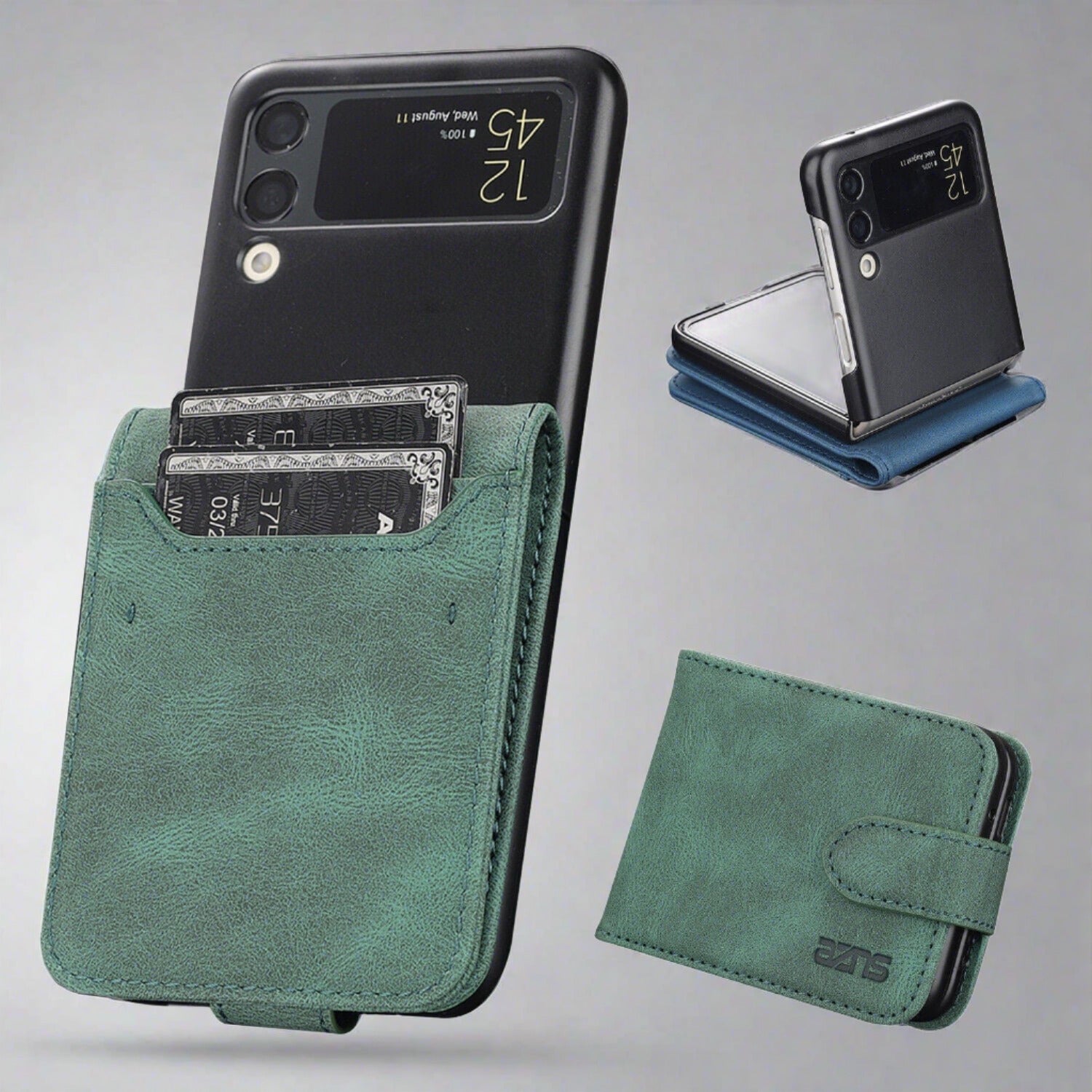 Wallet Case For Samsung Galaxy Z Flip 4 5G | Leather Card Slots Galaxy Z Flip4 5G / Green Samsung Z Flip 4 Wallet Case Styleeo