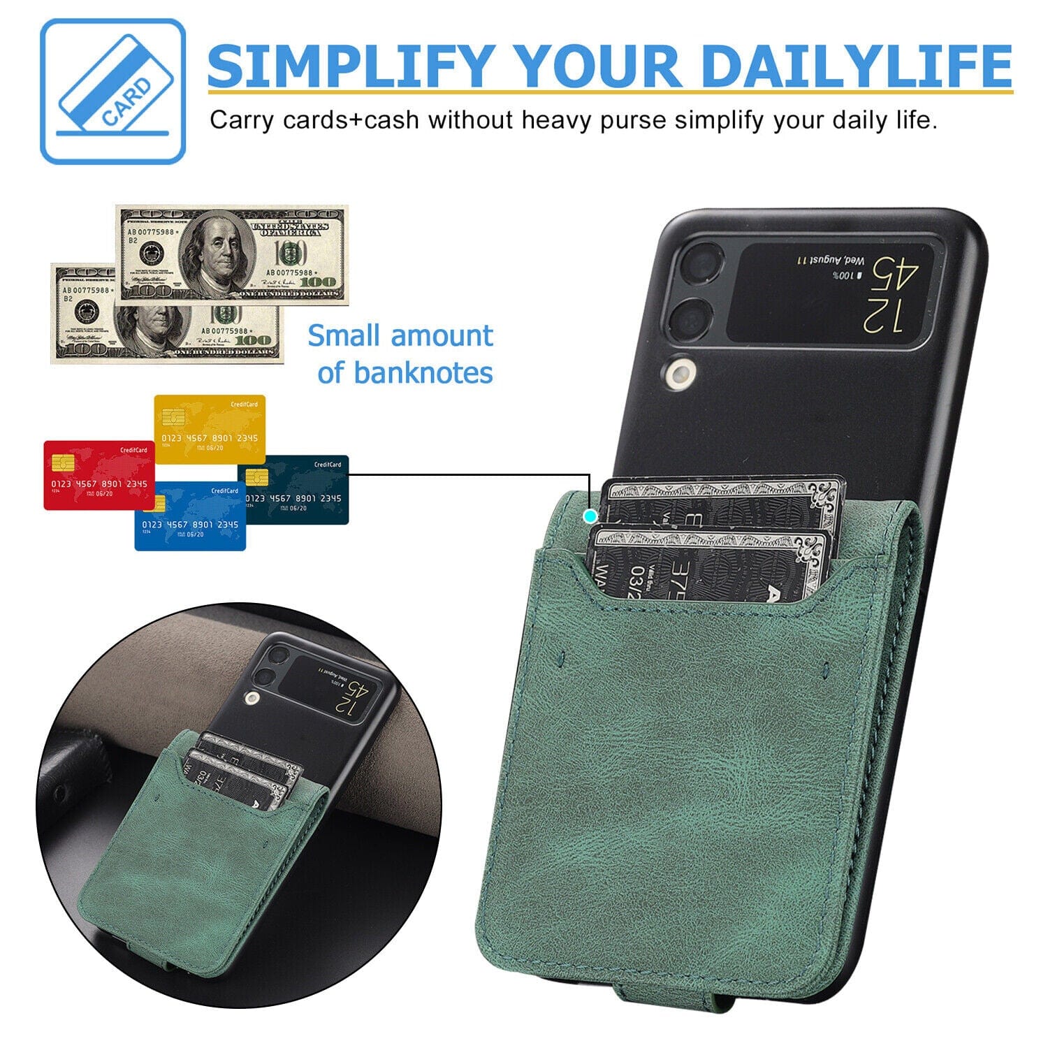 Wallet Case For Samsung Galaxy Z Flip 4 5G | Leather Card Slots Samsung Z Flip 4 Wallet Case Styleeo