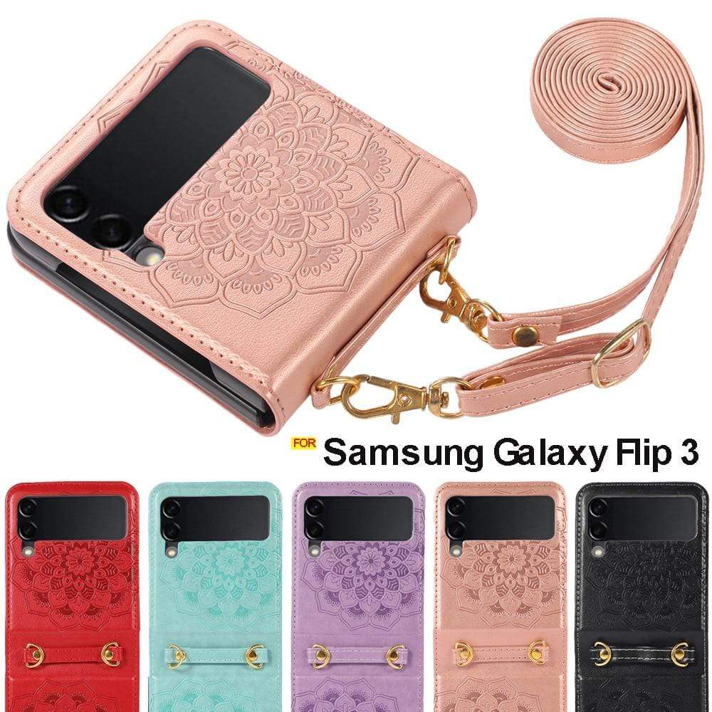 Leather Crossbody Samsung Galaxy Z Flip 3 Case Styleeo