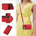 Crossbody Shoulder Strap iPhone Leather Wallet Case