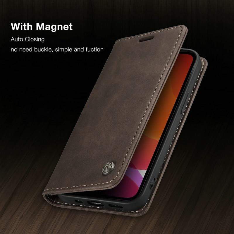 Retro Magnetic Card Holder iPhone 13 Wallet Case Styleeo