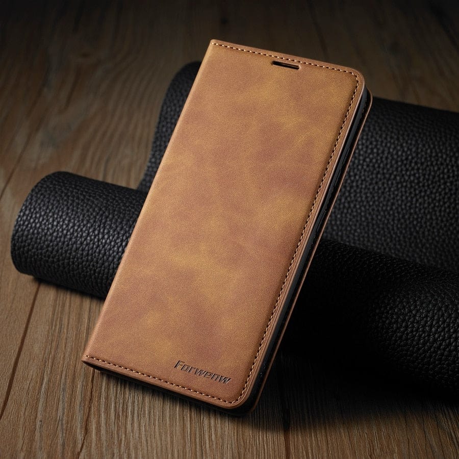 Luxury Wallet Flip Leather Case For iPhone 15/Pro/Max/Plus Brown / iPhone 15 Styleeo