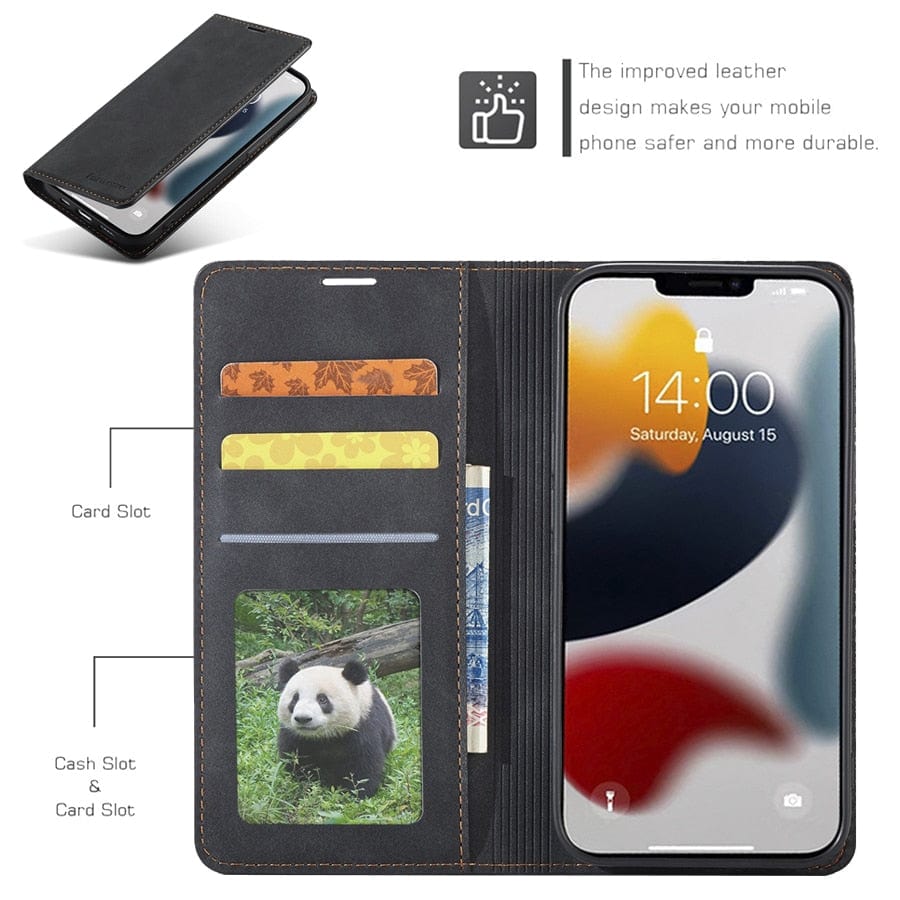 Luxury Wallet Flip Leather Case For iPhone 15/Pro/Max/Plus Styleeo