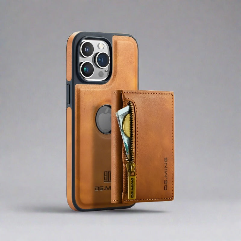 Leather iPhone Wallet Case | 2 In 1 Detachable Wallet Magnetic Cardholder-brown- Styleeo