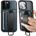 Leather iPhone Carholder Finger Grip Strap Case