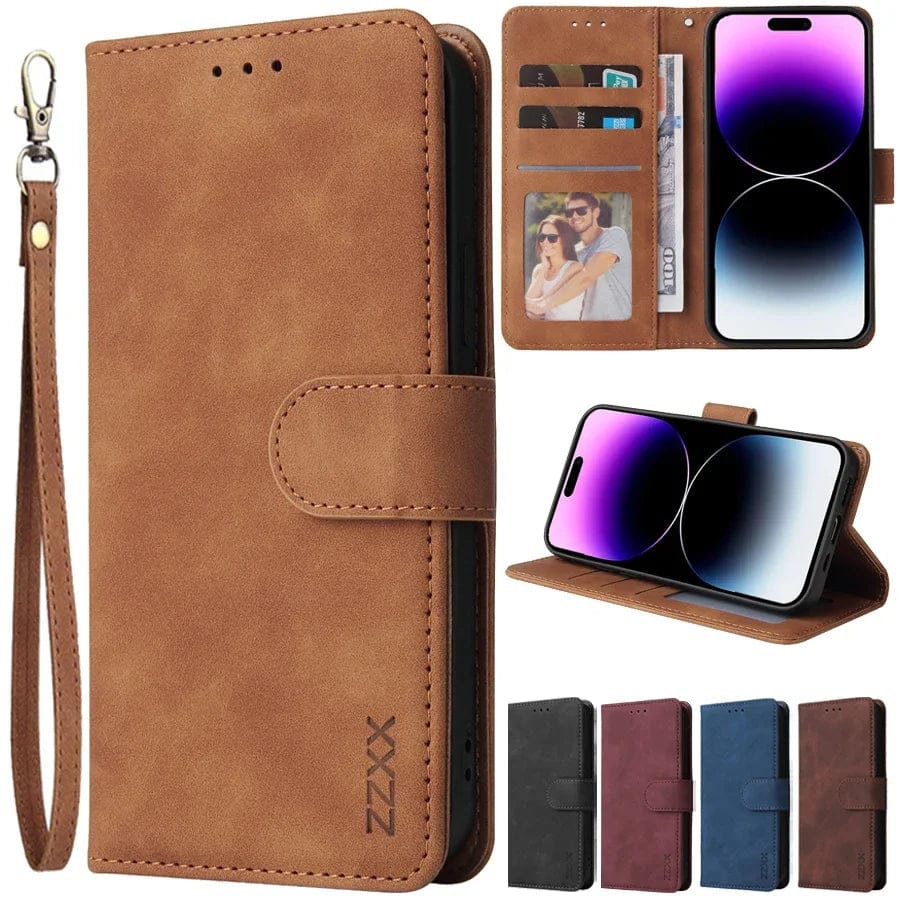 Leather iPhone Wallet Flip Cover Magnetic Cardholder Case