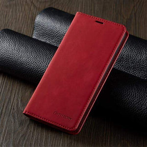 Magnetic Leather iPhone Flip Cover Wallet Case For 7Plus 8Plus / Red Magnetic Leather Flip Cover iPhone Wallet Case Styleeo