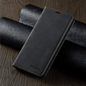 Magnetic Leather iPhone Flip Cover Wallet Case For iPhone SE 2020 / Black Magnetic Leather Flip Cover iPhone Wallet Case Styleeo