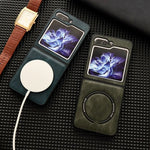 Leather Magnetic Samsung Z Flip Wireless Charging Case