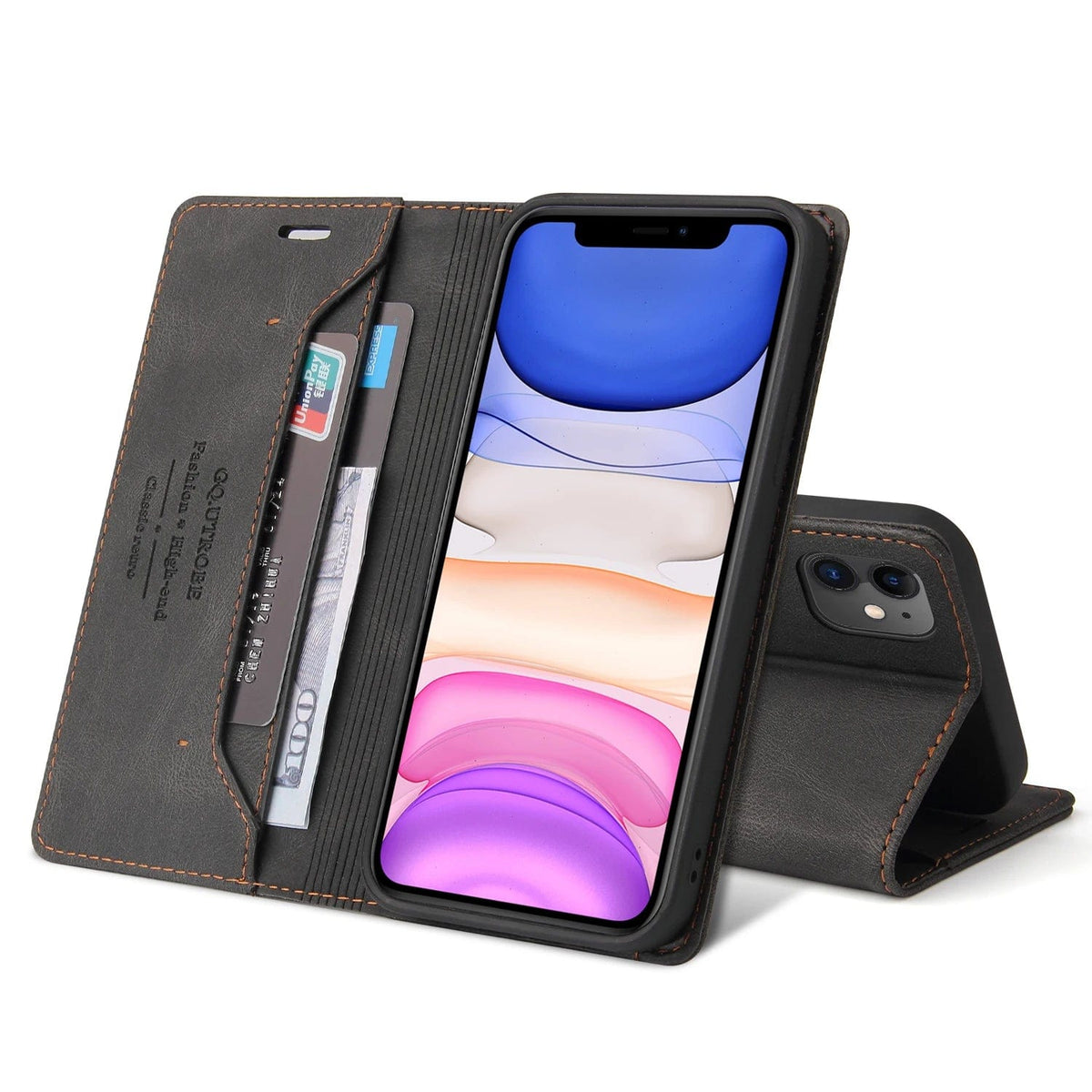 RFID Leather iPhone Magnetic Flip Cover Wallet Case