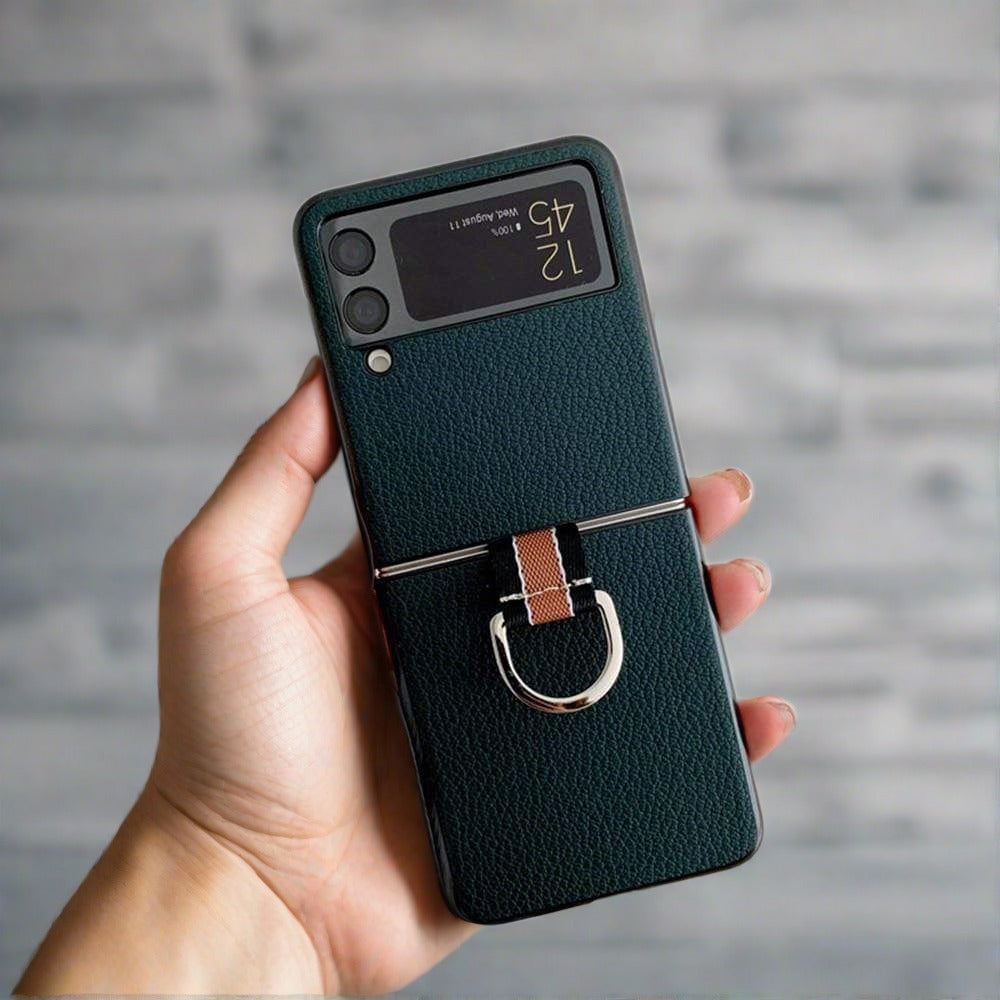 Shockproof Samsung Z Flip 3 Leather Case For Z Flip 3 / green Styleeo