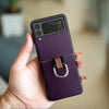 Shockproof Samsung Z Flip 3 Leather Case For Z Flip 3 / Purple Styleeo