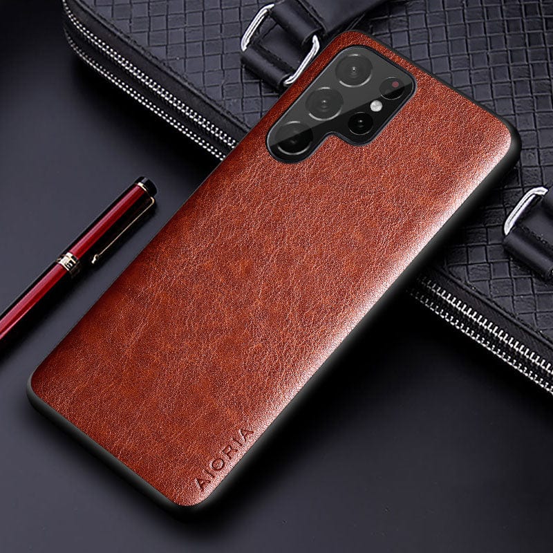 Luxury leather Case for Samsung Galaxy S23/S23 Ultra/S23 Plus 5G S23 / Brown Case for Samsung Galaxy S23/S23 Ultra/S23 Plus 5G Styleeo