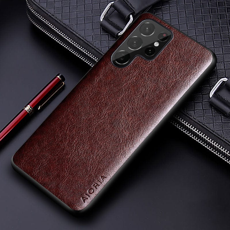 Luxury leather Case for Samsung Galaxy S23/S23 Ultra/S23 Plus 5G S23 / Coffee Case for Samsung Galaxy S23/S23 Ultra/S23 Plus 5G Styleeo