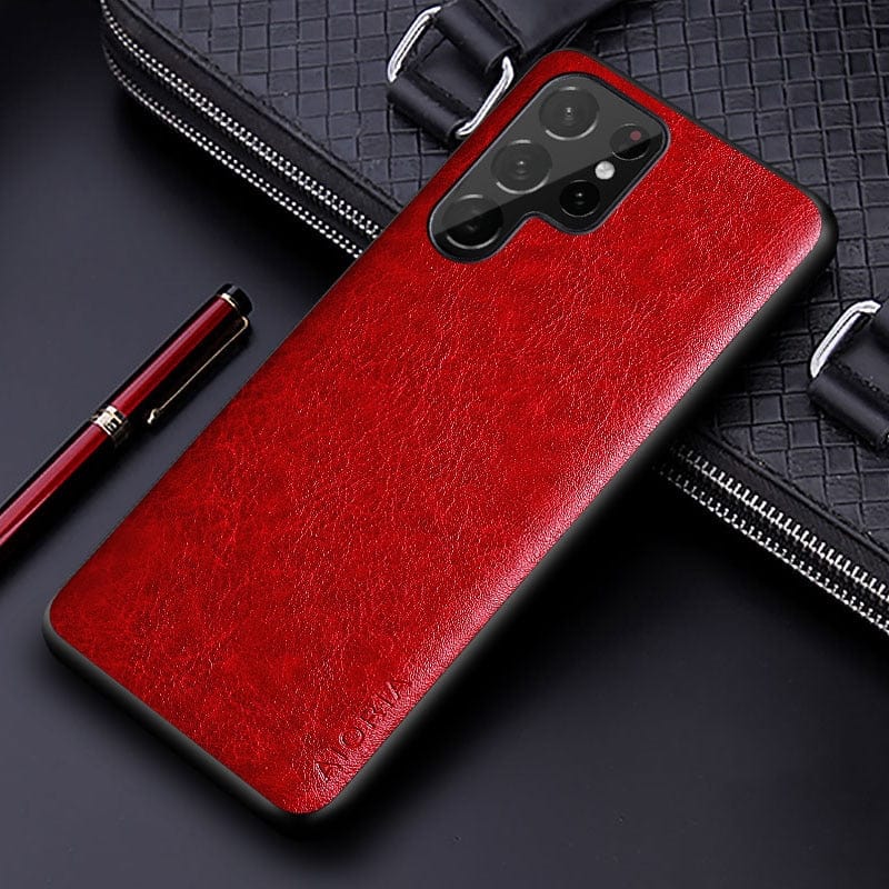 Luxury leather Case for Samsung Galaxy S23/S23 Ultra/S23 Plus 5G S23 / Red Case for Samsung Galaxy S23/S23 Ultra/S23 Plus 5G Styleeo