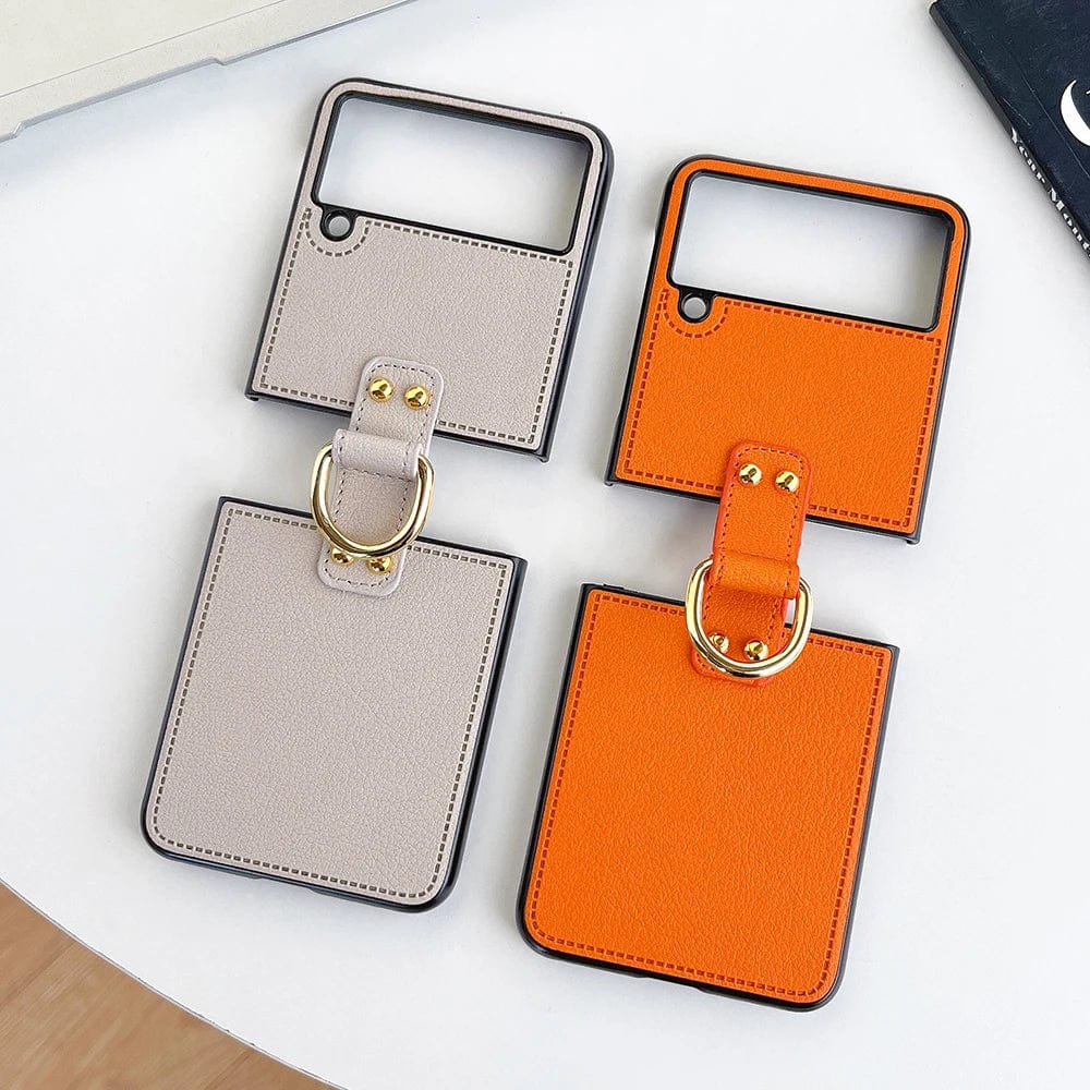 Leather Shockproof Samsung Galaxy Z Flip Ring Holder Case