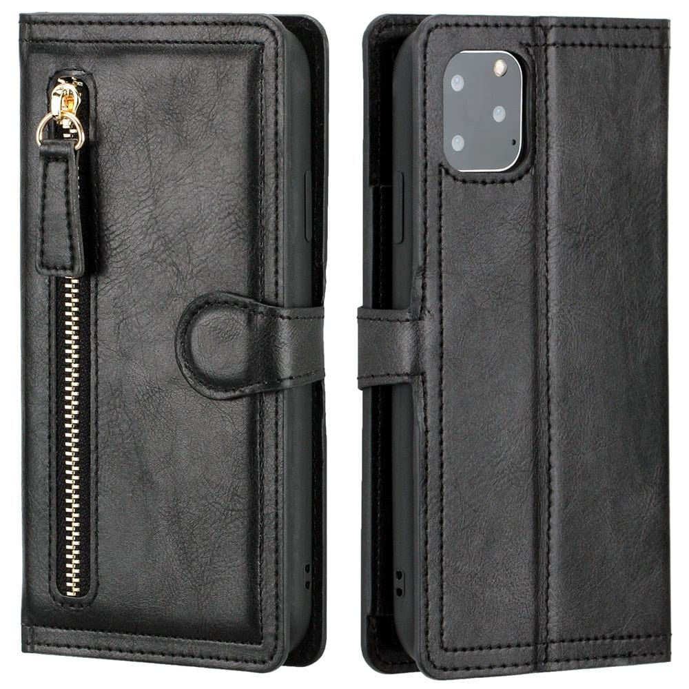 Leather Zipper Flip Wallet Case For iPhone X/8/7/6 For iPhone 6 / Black Zipper Flip Wallet Case For iPhone X/8/7/6 Styleeo