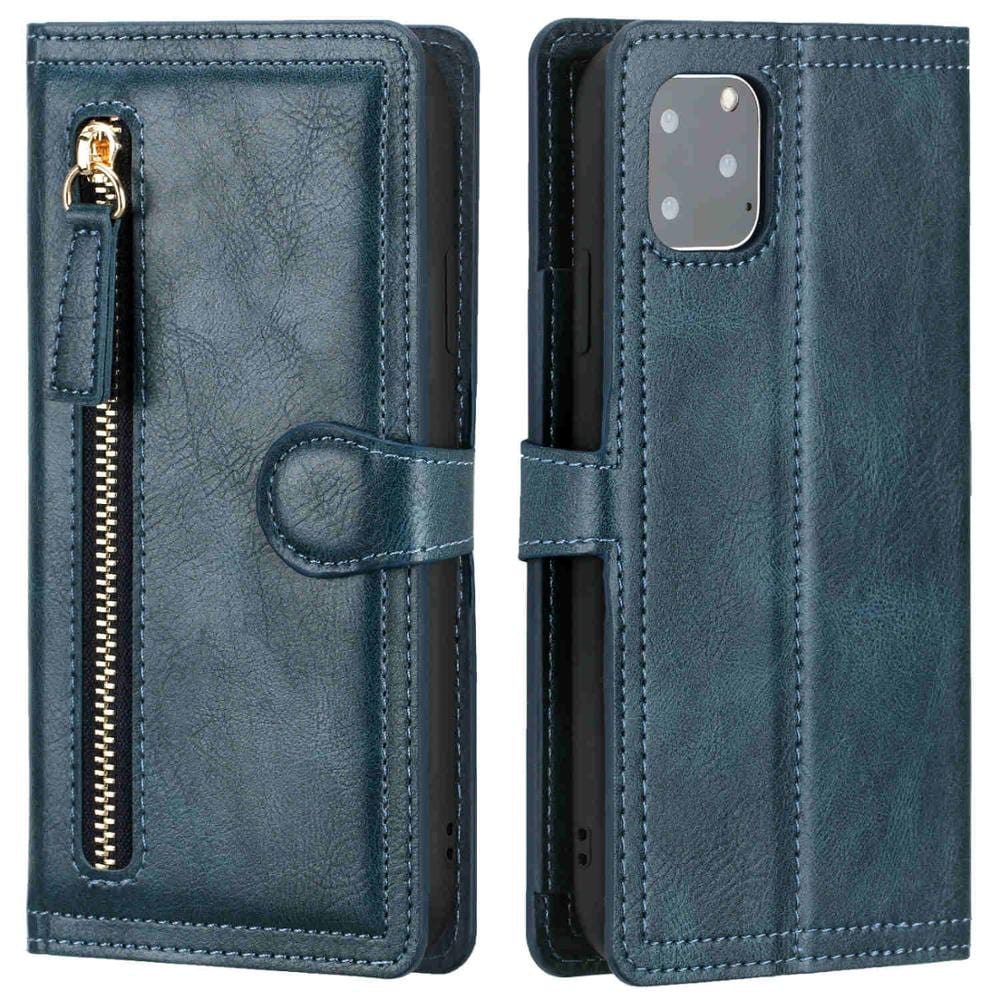 Leather Zipper Flip Wallet Case For iPhone X/8/7/6 For iPhone 6 / Blue Zipper Flip Wallet Case For iPhone X/8/7/6 Styleeo