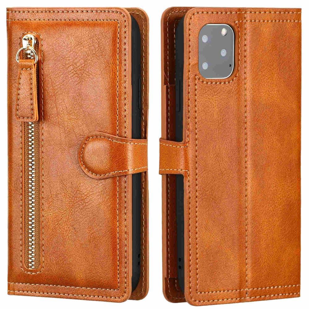 Leather Zipper Flip Wallet Case For iPhone X/8/7/6 For iPhone 6 / Orange Zipper Flip Wallet Case For iPhone X/8/7/6 Styleeo