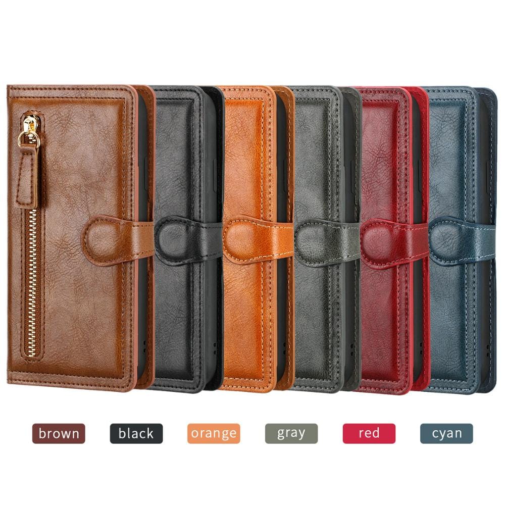 Leather Zipper Flip Wallet Case For iPhone X/8/7/6 Zipper Flip Wallet Case For iPhone X/8/7/6 Styleeo