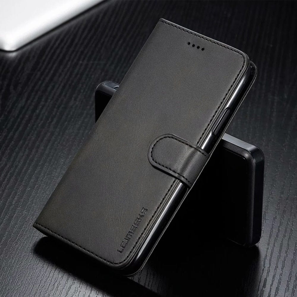 Luxury Leather Flip Cover Wallet Case for iPhone X/8/7/6 Series For iPhone 6 / Black leather wallet case for iphone X/8/7/6 Series Styleeo