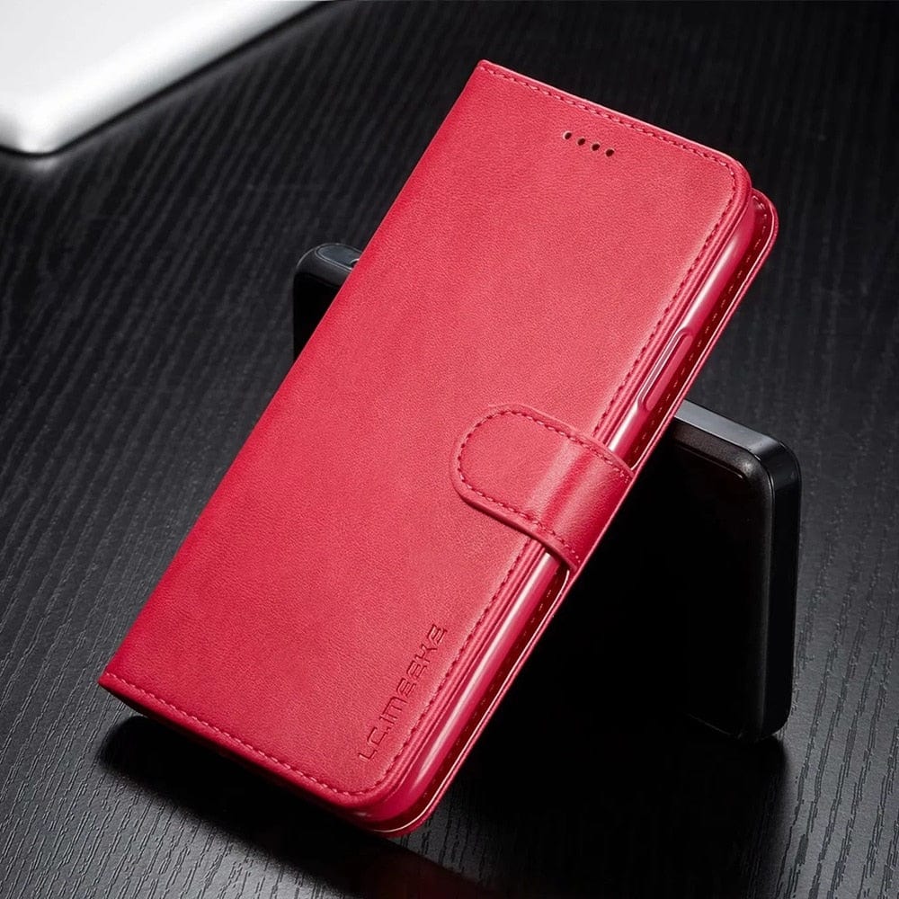 Luxury Leather Flip Cover Wallet Case for iPhone X/8/7/6 Series For iPhone 6 / Rose red leather wallet case for iphone X/8/7/6 Series Styleeo