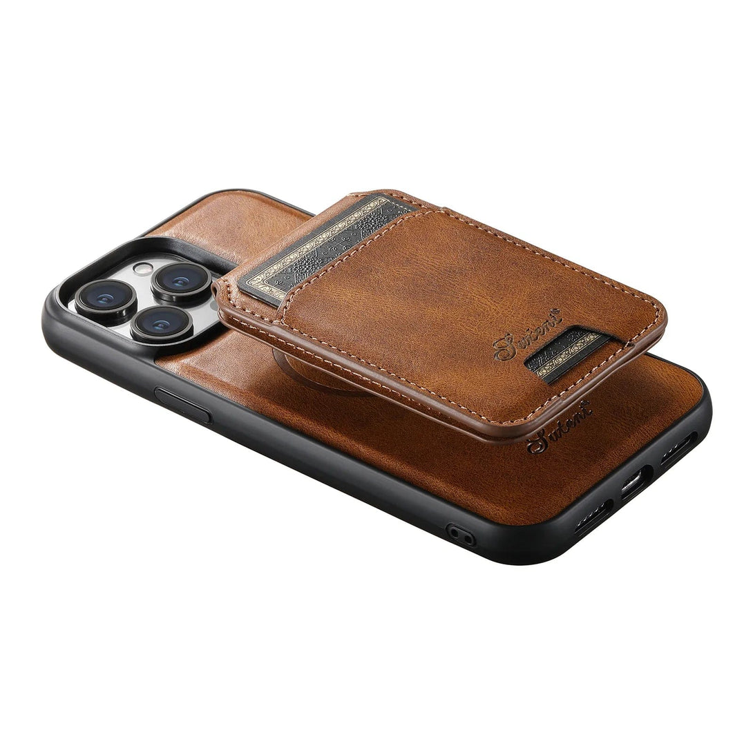 Luxury Leather iPhone 14/13/12 Card Holder Case | Magnetic MagSafe Cover Styleeo