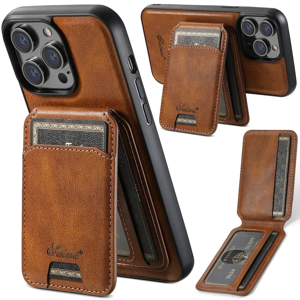 Luxury Leather iPhone 14/13/12 Card Holder Case | Magnetic MagSafe Cover Styleeo