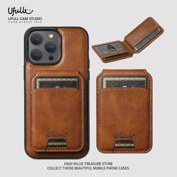 Luxury Leather iPhone 14/13/12 Card Holder Case | Magnetic MagSafe Cover iPhone 14/13/12 Card Holder Magsafe Case Styleeo