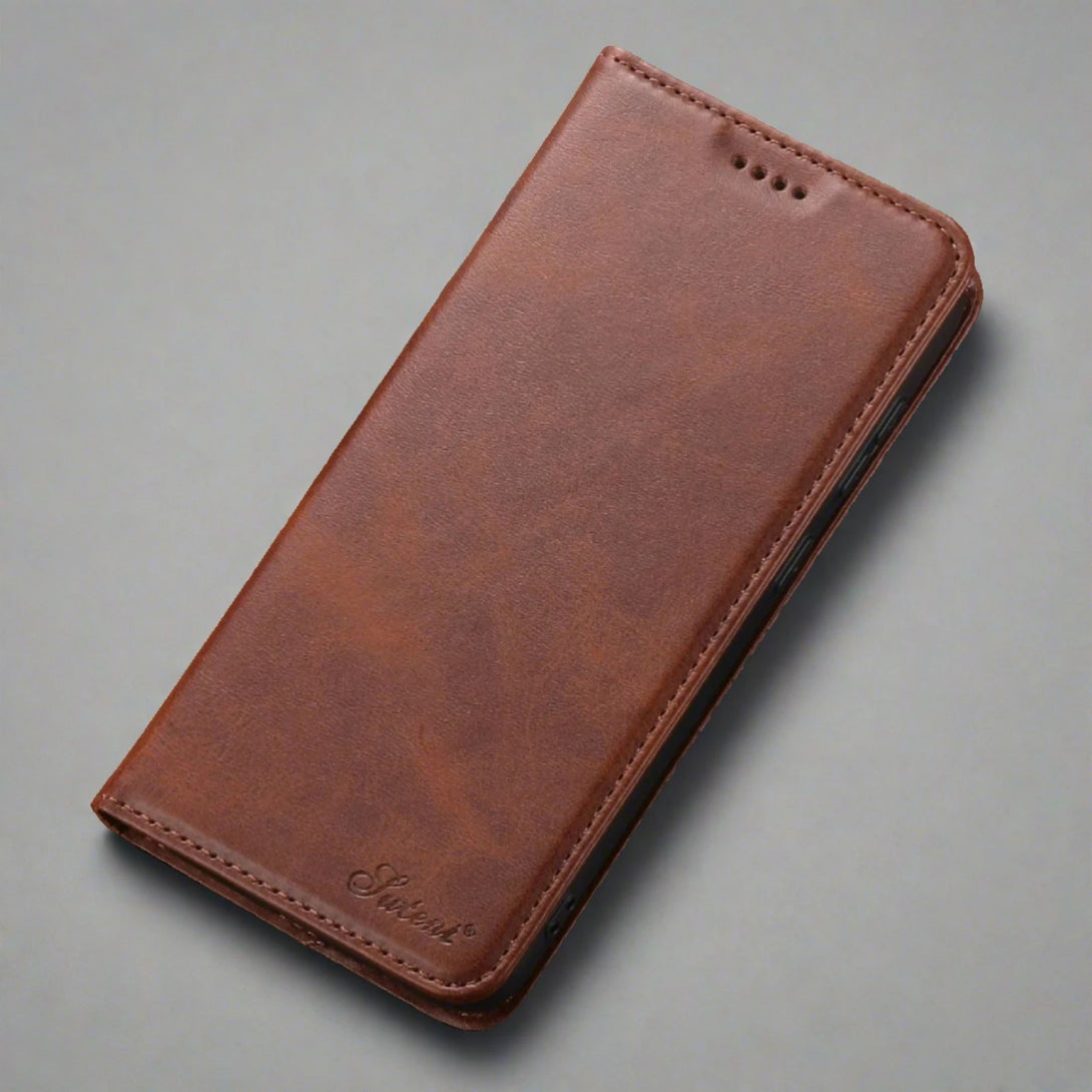 Samsung flip wallet case-brown-styleeo