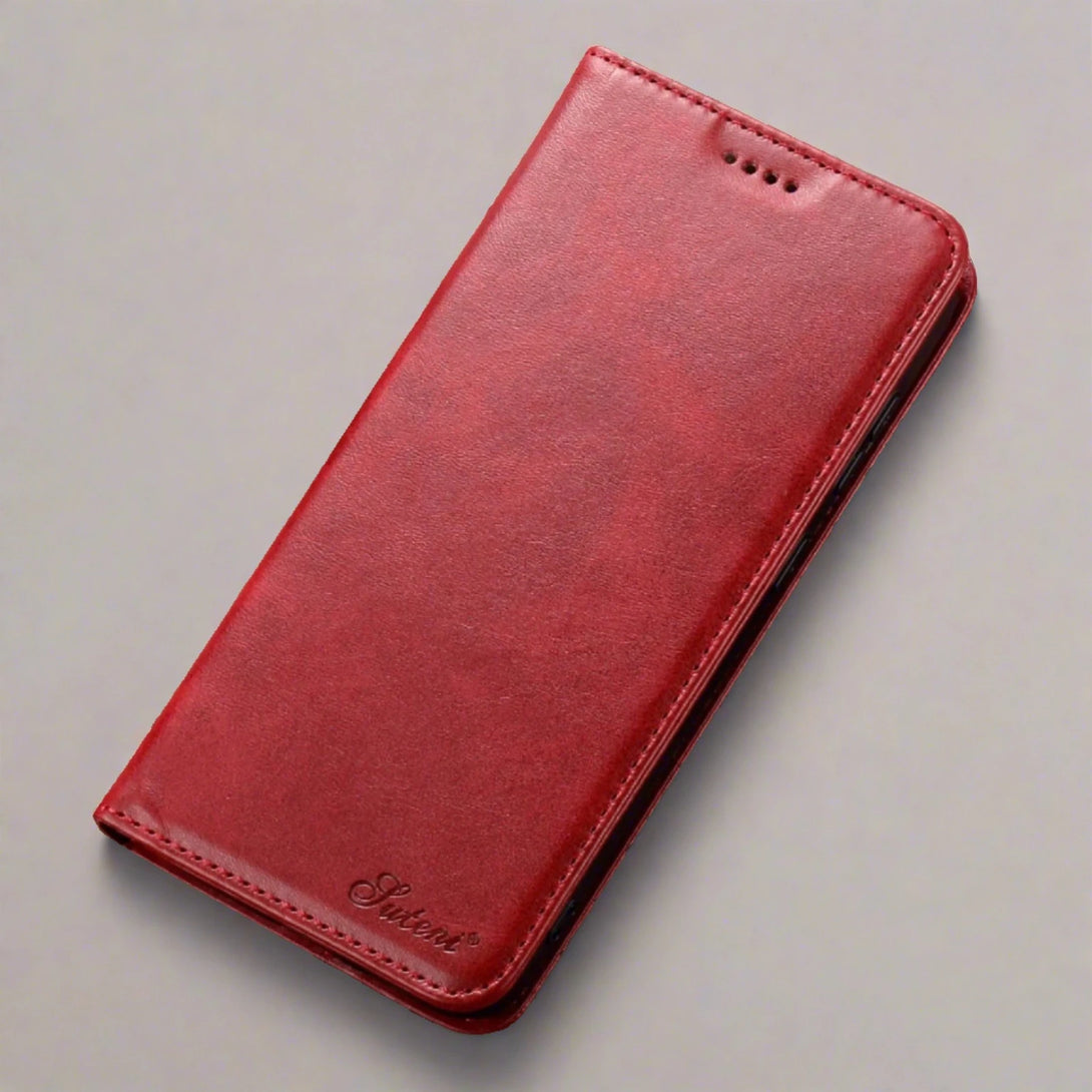 Leather Samsung wallet Phone Case-red-styleeo