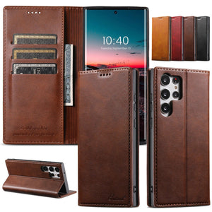 Luxury Leather Samsung Galaxy Wallet Case | Cardholder Magnetic Flip Cover - Styleeo