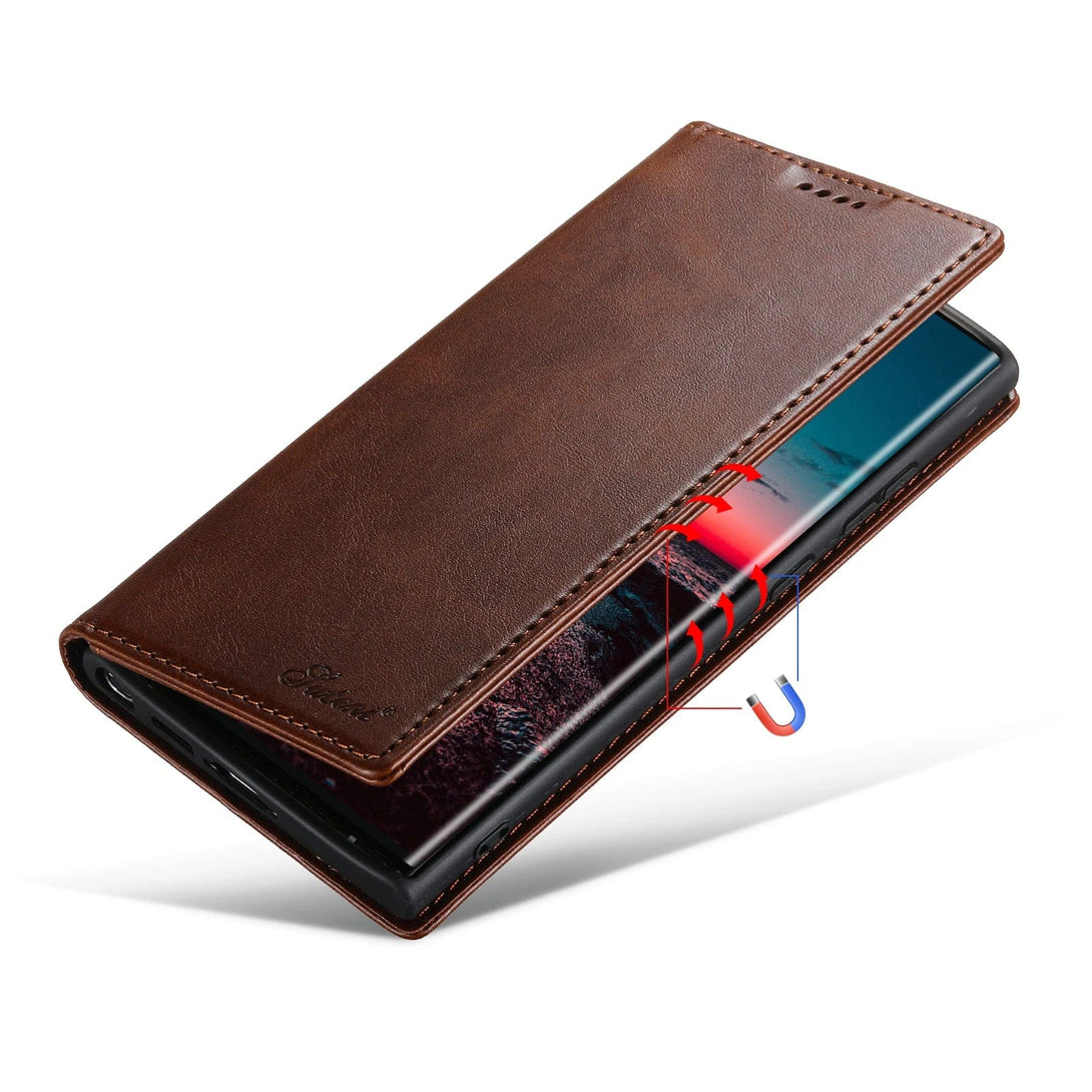 Luxury Leather Samsung Galaxy Wallet Case | Cardholder Magnetic Flip Cover - Styleeo