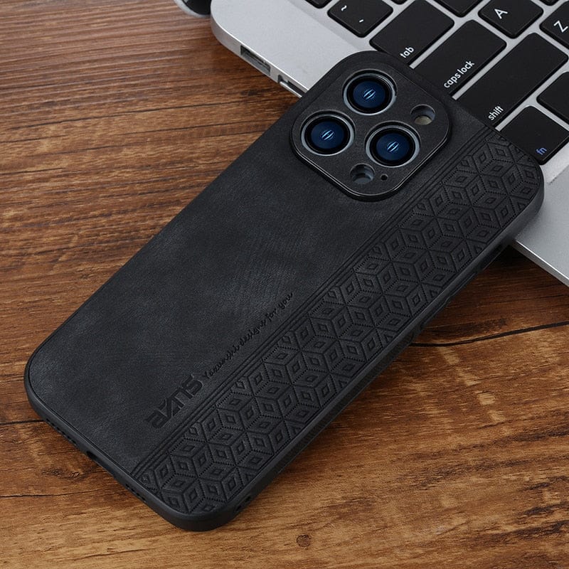 Luxury Leather Shockproof Case For iPhone 11/X/8/7 For iPhone 7 / Black Luxury Leather Shockproof Case For iPhone 11/X/8/7 Styleeo