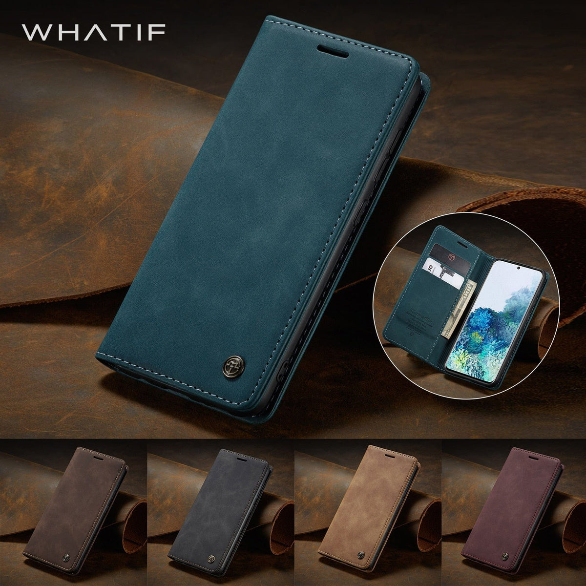 Samsung A51, A71, A81, A91, A21S, A31, A41, A02, A30 leather Flip Wallet Case Styleeo