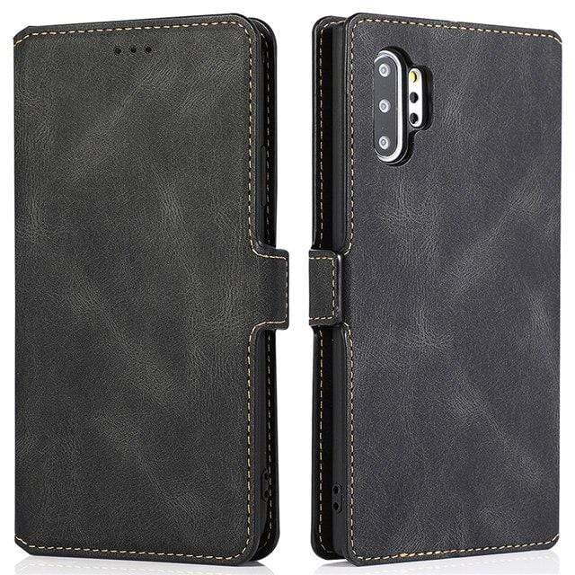 Magnetic Leather Flip Wallet Case For Samsung Galaxy For Galaxy S20 Ultra / Black Leather flip wallet case for Samsung galaxy Styleeo