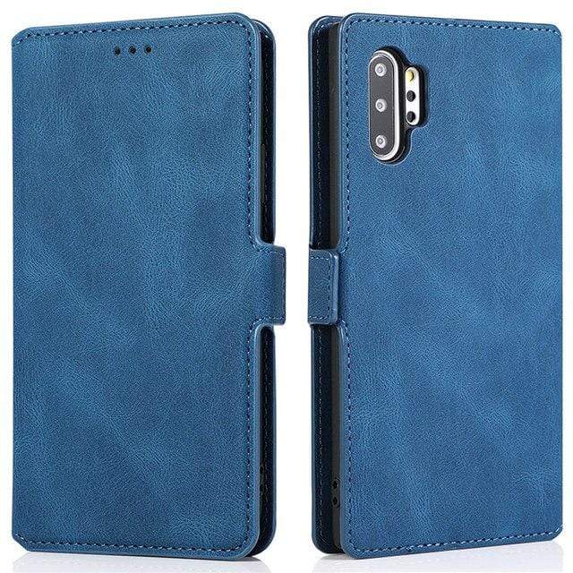 Magnetic Leather Flip Wallet Case For Samsung Galaxy For Galaxy S7 / Blue Leather flip wallet case for Samsung galaxy Styleeo