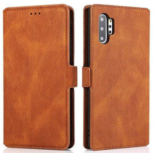 Magnetic Leather Flip Wallet Case For Samsung Galaxy For Galaxy S10 Plus / Brown Leather flip wallet case for Samsung galaxy Styleeo