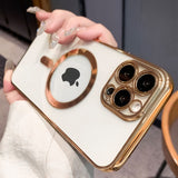 Luxury Plating Magsafe Clear Case For iPhone 14 For iPhone 14 / Gold iPhone 14 Magsafe Clear Case Styleeo